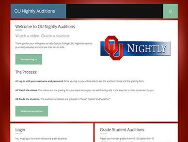 Oklahoma University Auditions web